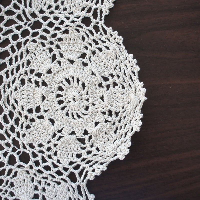 USTIDE 100% Cotton Lace Tablecloth Round White 70-inch Handmade Crochet Table Overlays Floral Design Table Covers - Image 5